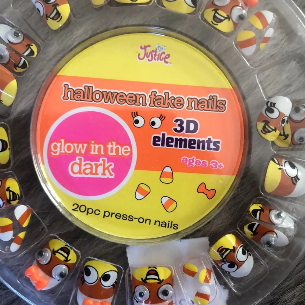 👻 Halloween 🎃 Candy Corn 3D Fake Press On Nails